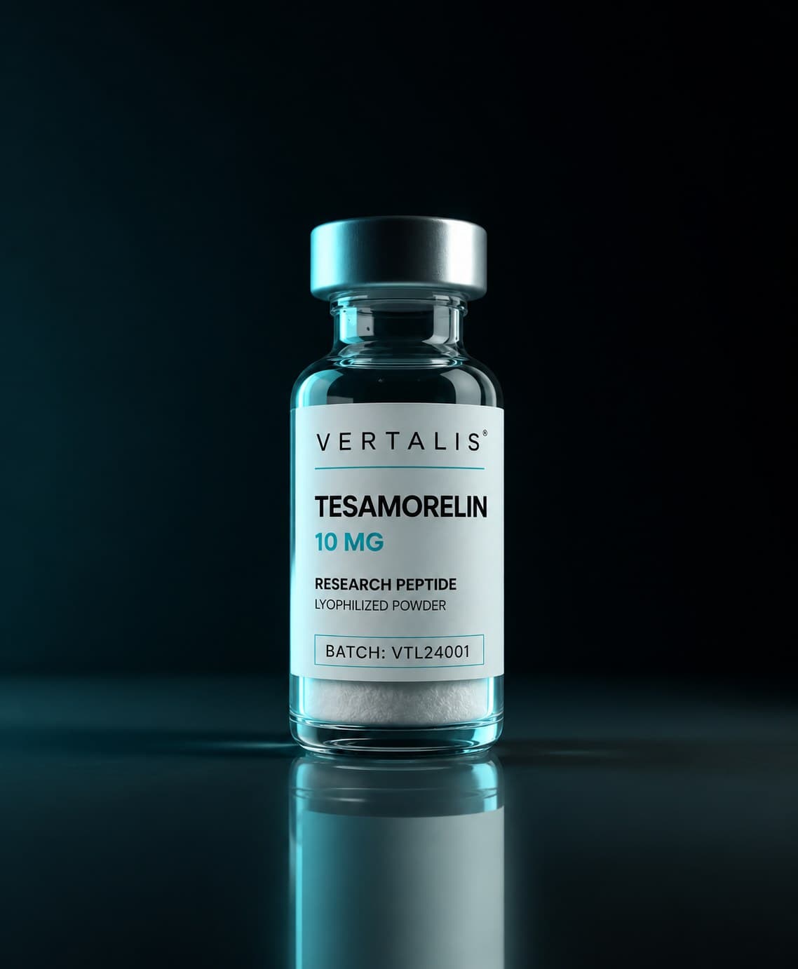 Tesamorelin research peptide vial 10 mg / vial